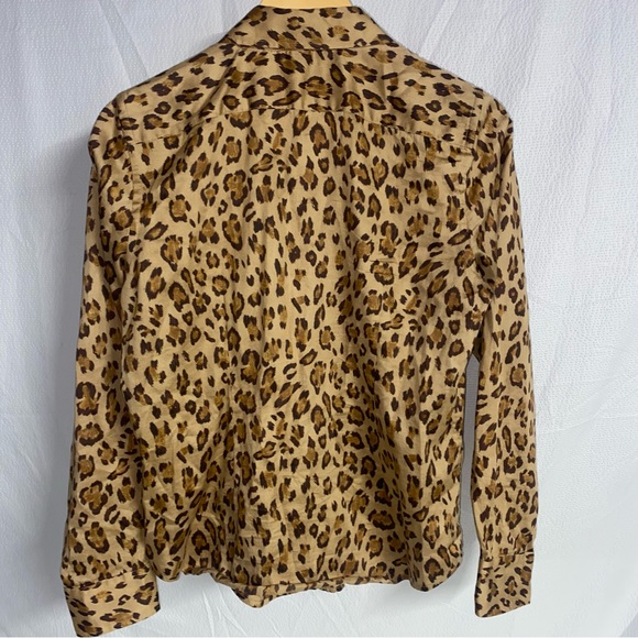 Lauren Ralph Lauren Leopard Cheetah Button Down Shirt, Size Petite Large - Picture 4 of 7